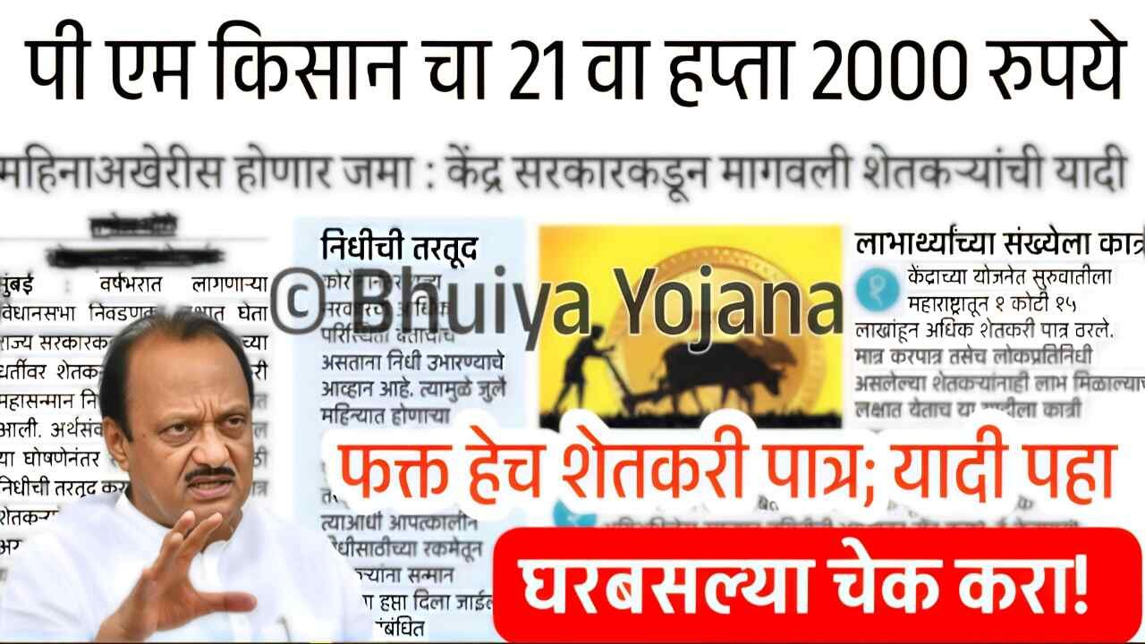 पी एम किसान योजनेचा 21 वा हप्ता 2,000 रुपये ‘या’ तारखेला मिळणार; फक्त हेच शेतकरी पात्र असणार PM Kisan Yojana 21st Installment Date