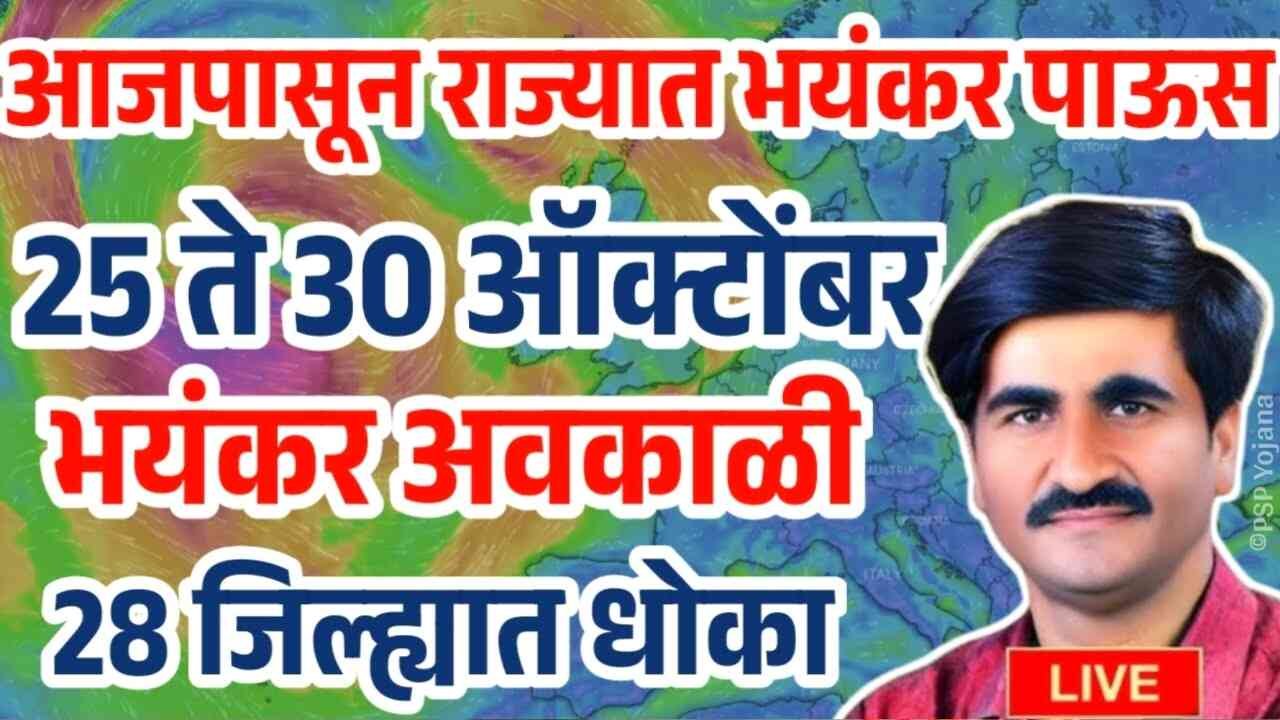 राज्यात 'या' तारखेपर्यंत विजांच्या कडकडाटासह जोरदार वादळी पाऊस; अतिवृष्टी जिल्हे यादी पहा Panjabrao Dakh Hawaman Andaj Today