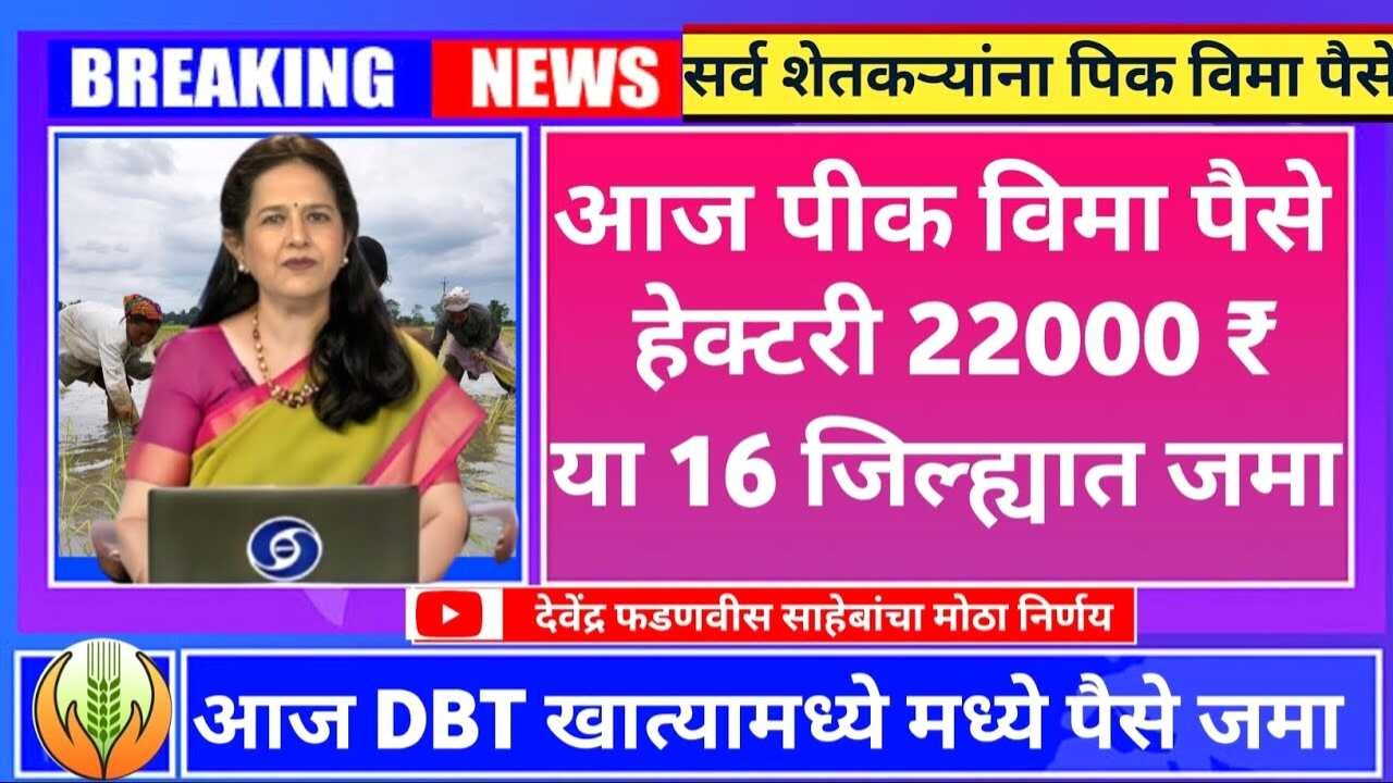 सरसकट पीकविमा बँक खात्यावर जमा होण्यास सुरुवात; तुम्हाला आला का? येथे पहा Crop Insurance Beneficiary List 2025