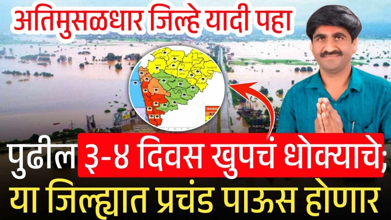पुढील ४-५ दिवस पावसाचा नुसतं धुमाकूळ; या जिल्ह्यात अति मुसळधार पावसाचा इशारा: जिल्हे यादी पहा 8th Pay Commission List
