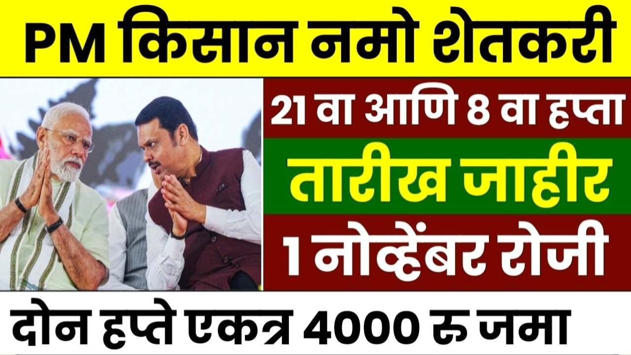 मोठी बातमी! पीएम किसानचा २१ वा हप्ता व नमो शेतकरी चा 8 वा हप्ता या दिवशी मिळणार Namo Shetkari Yojana Installment Date