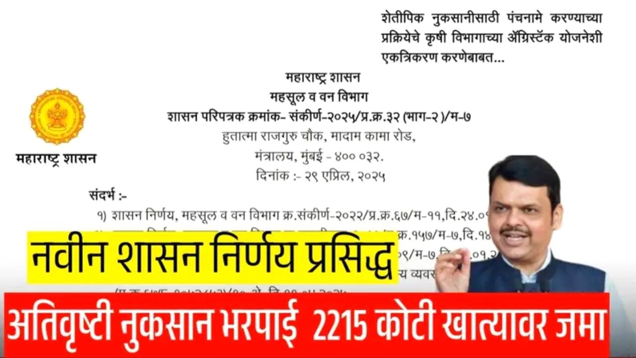 सरसकट अतिवृष्टी नुकसान भरपाई: २,२१५ कोटी रुपये शेतकऱ्यांच्या खात्यात थेट जमा; यादी चेक करा DA Hike Update